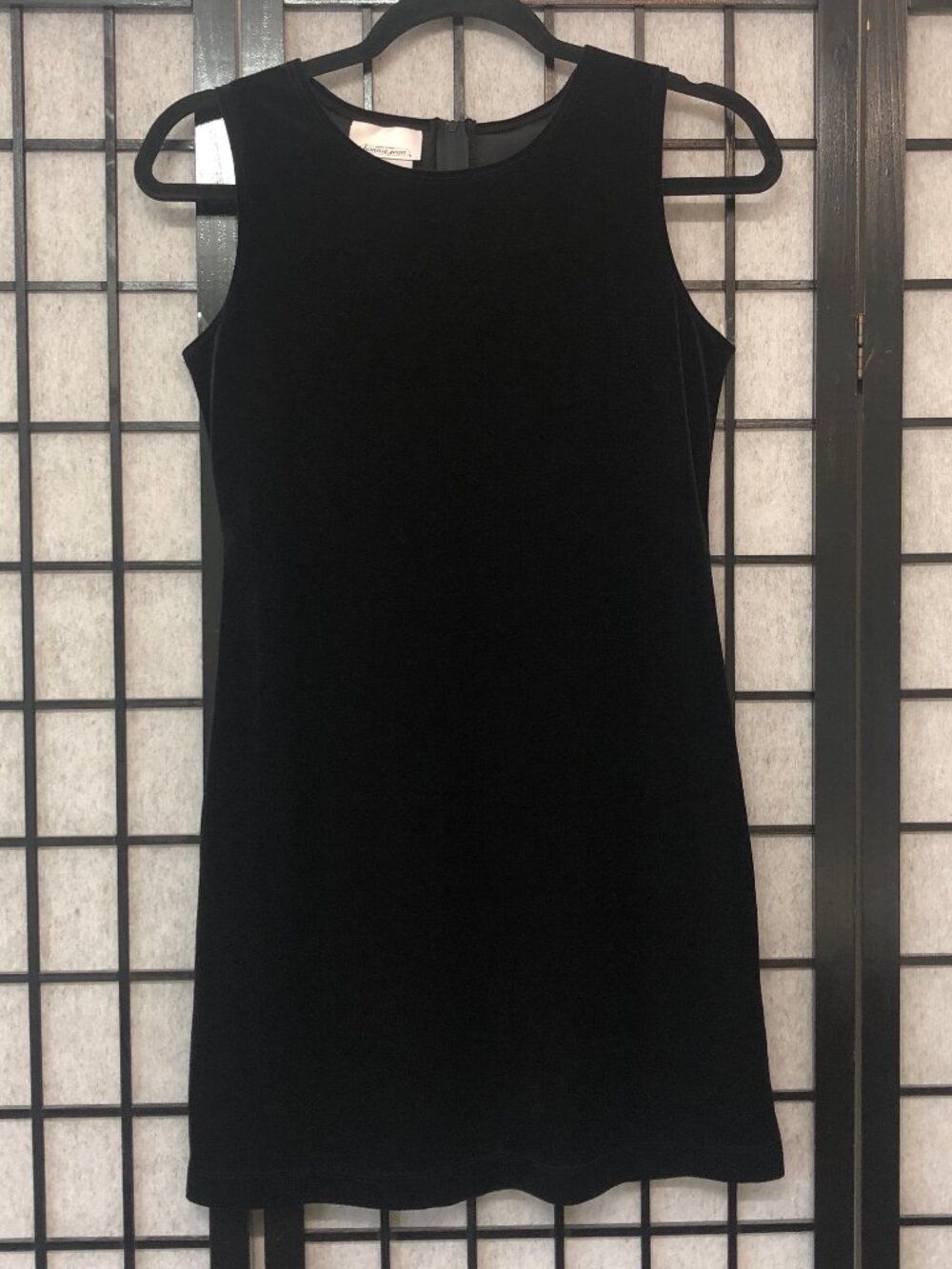 XS Vintage Black Velvet Mini Tank Dress Back zip 80s Retro Bonnie Jean New York